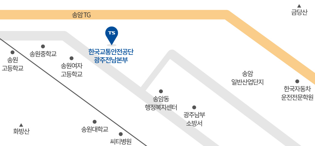 지역본부 광주전남본부는 금호정비스비스 옆에 위치하고 있습니다.