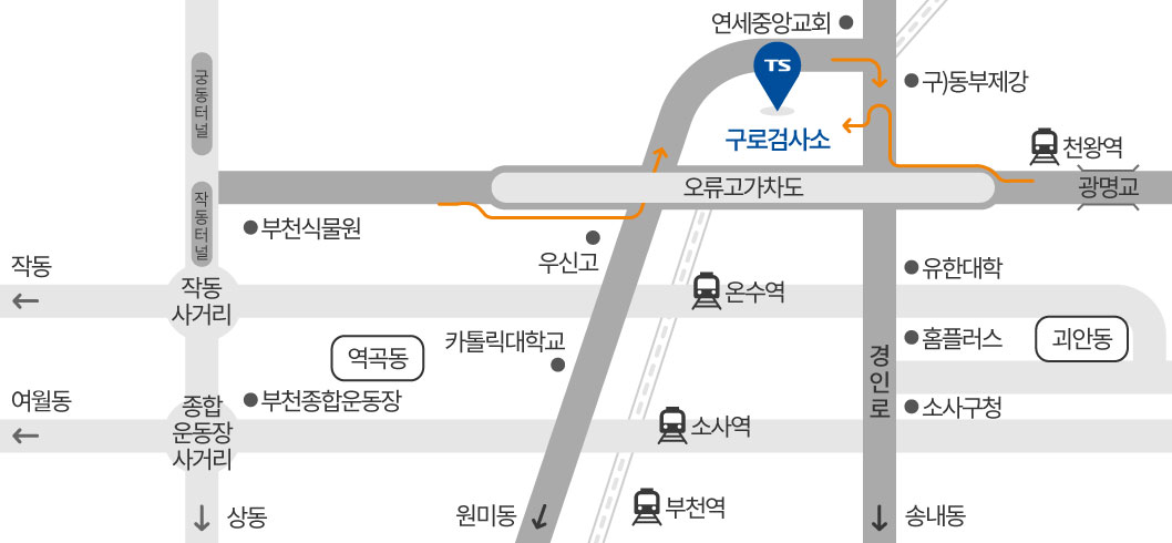 구로검사소 오시는길입니다. 다음의 설명글을 참고해주세요.