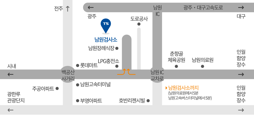 남원검사소 오시는길입니다. 다음의 설명글을 참고해주세요.