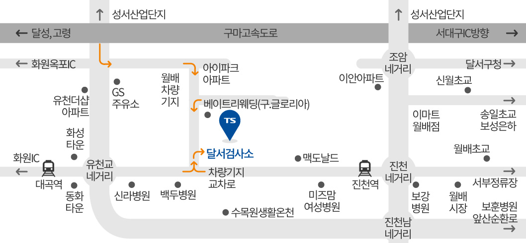 달서검사소 오시는길입니다. 다음의 설명글을 참고해주세요.