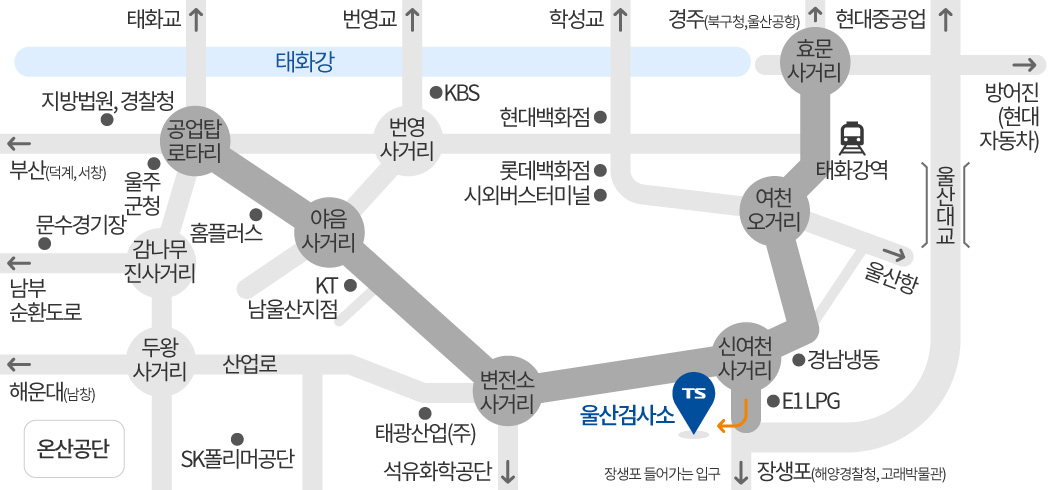 울산검사소 오시는길입니다. 다음의 설명글을 참고해주세요.