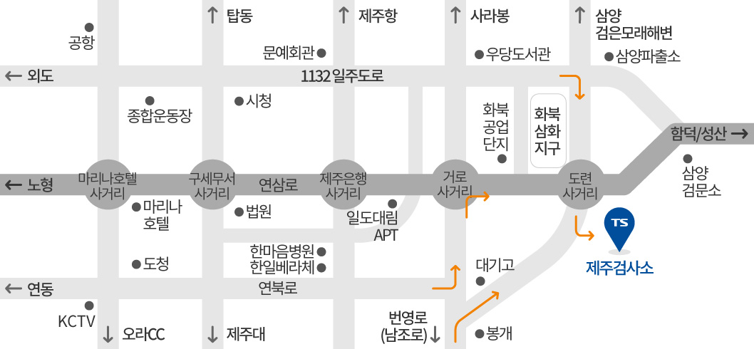 제주검사소 오시는길입니다. 다음의 설명글을 참고해주세요.